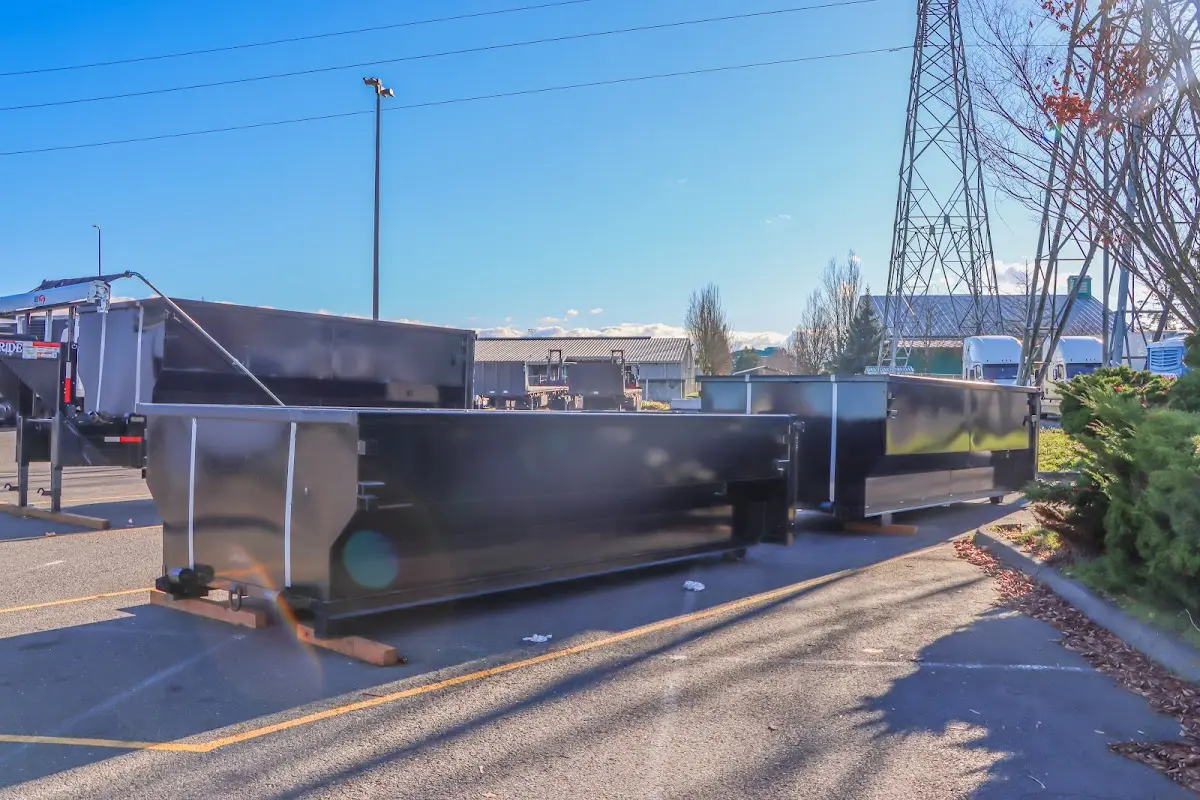 Roll-off dumpster ready for waste disposal at job site for 3 Yard Dumpster Rental in Bladensburg